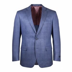 Ralph Lauren Blazer Men’s 46R Blue Windowpane Wool‎ Silk Linen Made in Canada